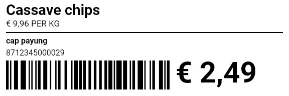 Werkelijke FanaPOS-schapprijs: Cassave chips, € 2,49